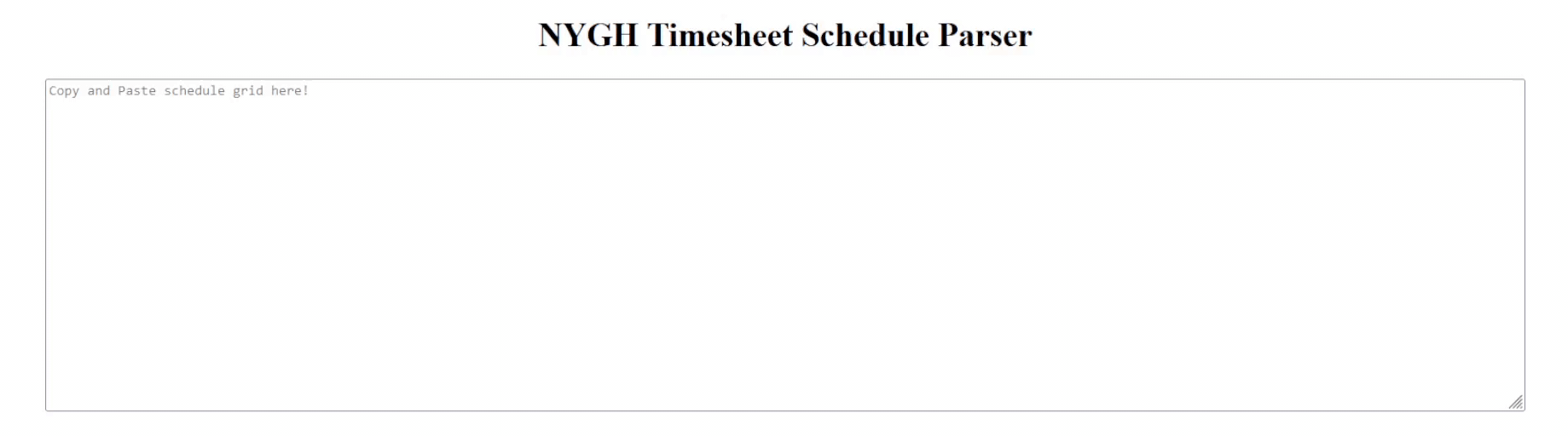 Paste schedule into text area.