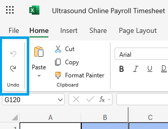 Undo errors in Excel's spreadsheet.